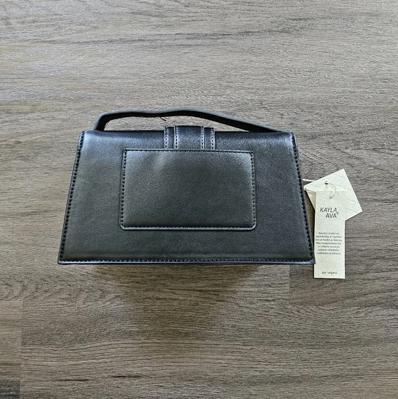 KAYLA + AVA Black Vegan Leather Miranda Mini Crossbody Bag Purse NWT - Picture 9 of 11